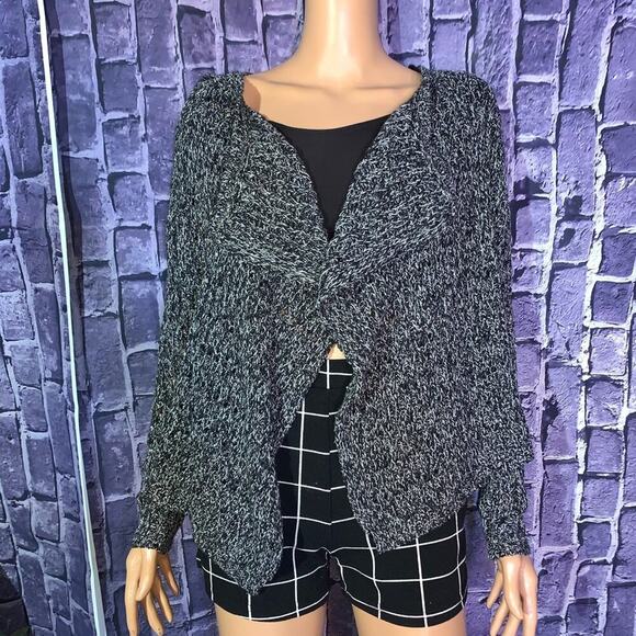 Velvet by Graham & Spencer cardigan sweater black silver cardigan loose SZ MD - Picture 14 of 16